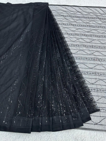 Heavy Net Sequence Work with Fancy Lace Ready To Wear Saree
