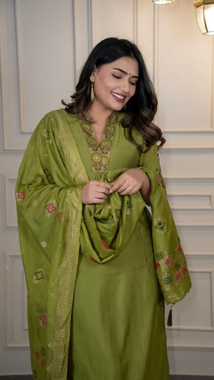 Roman Silk Suit With Hand Work