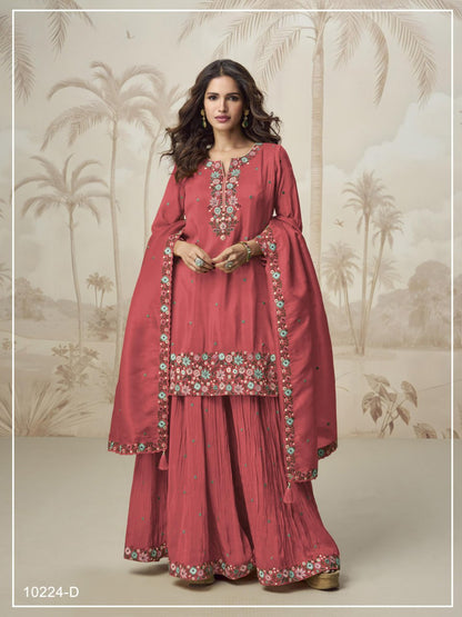 Roman Simar with Embroidery Multi &amp; Zarkhan Work  Suit