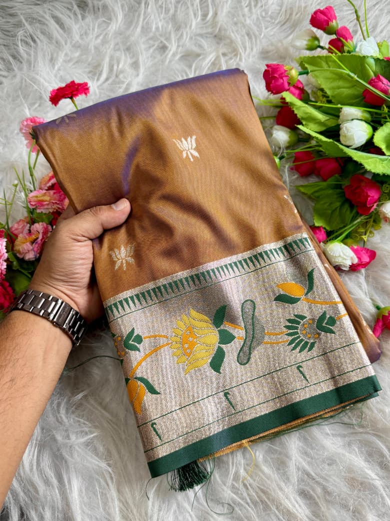 Meena Zari Lotus Pallu Paithni Saree