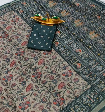 Soft Art Silk with Beautiful Flower Design Saree