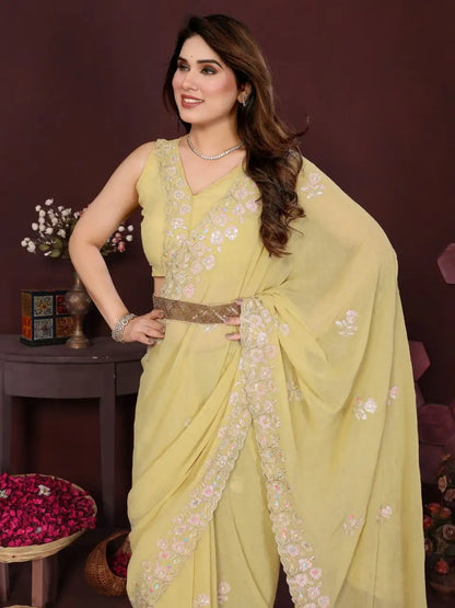 Georgette silk Embroidery Saree