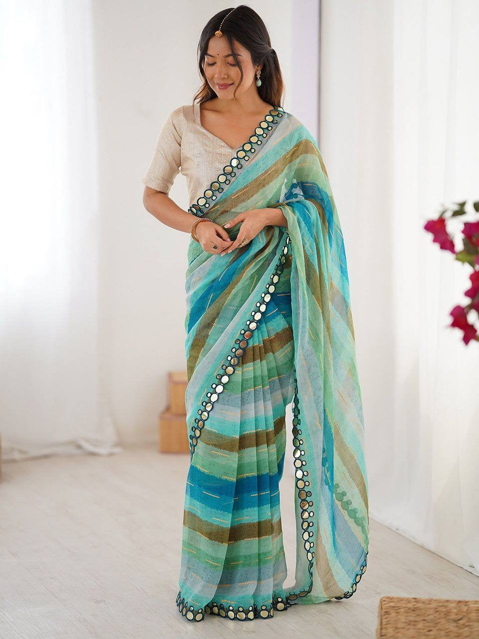 Linen Printed Saree