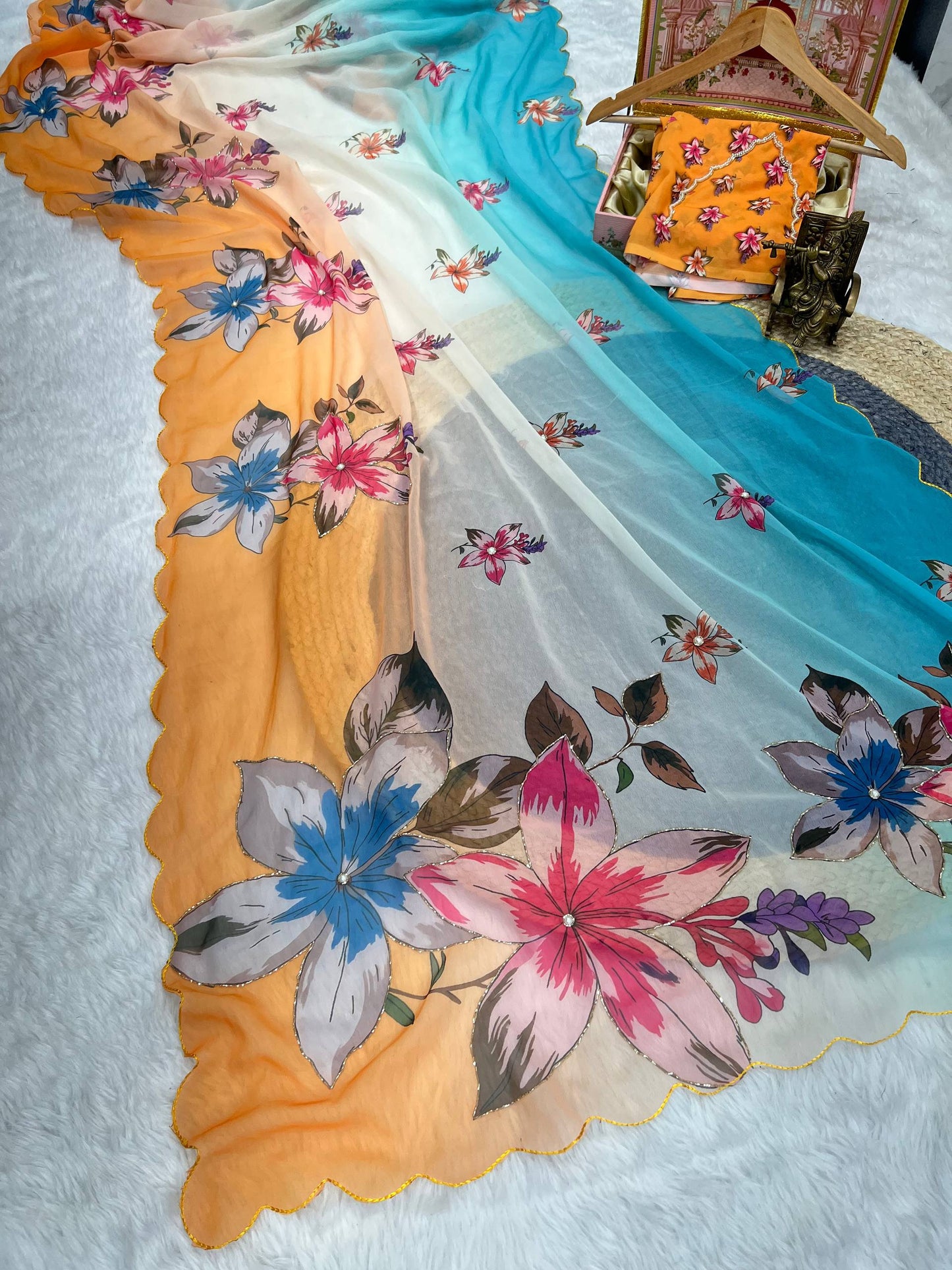 Handcrafted digital prints Saree