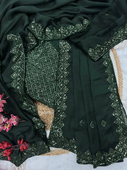 Soft Rangoli Silk Saree with Sequin Embroidery – Murugan Attire