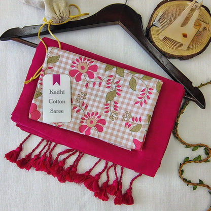 Handloom Khadi Cotton Saree with Magic Cotton Blouse | Lightweight Daily Wear CF-195