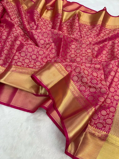 Banarasi Premium Woven Soft Katan Tissue Kanjivaram Silk Saree with Jacquard Zari Work - SHRUTI HASSAN
