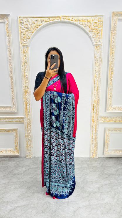 Semi Gajji Silk Soft and Smooth Saree With Print
