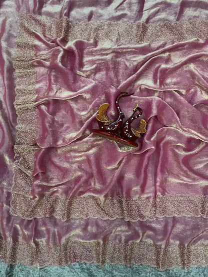 Designer Space Silk Diamond Work Saree.