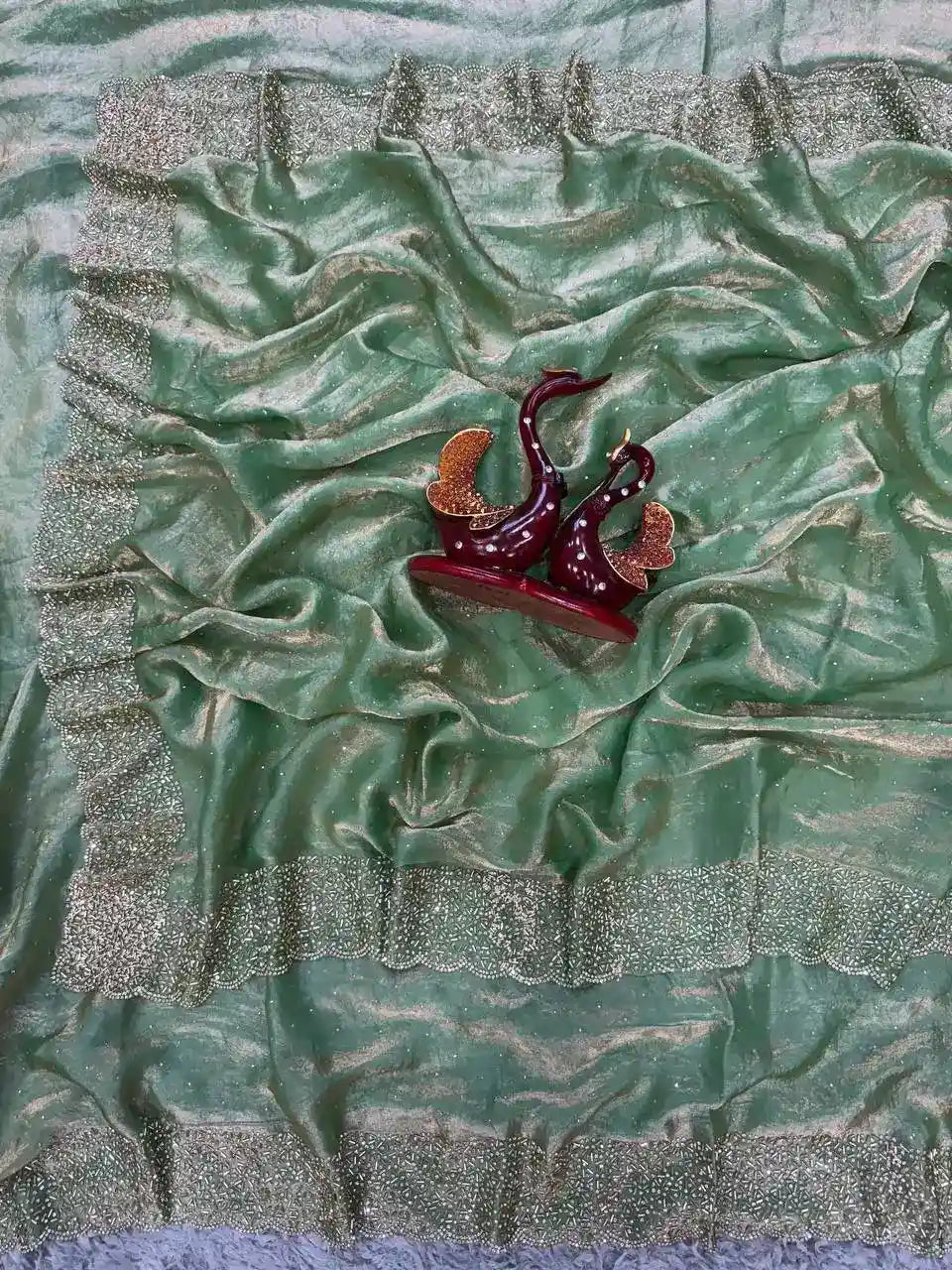 Designer Space Silk Diamond Work Saree.