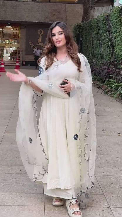 Bollywood Inspired White Anarkali by Rasha Tandani