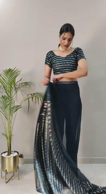 Shimmer Chiffon Silk Ready To Wear Saree