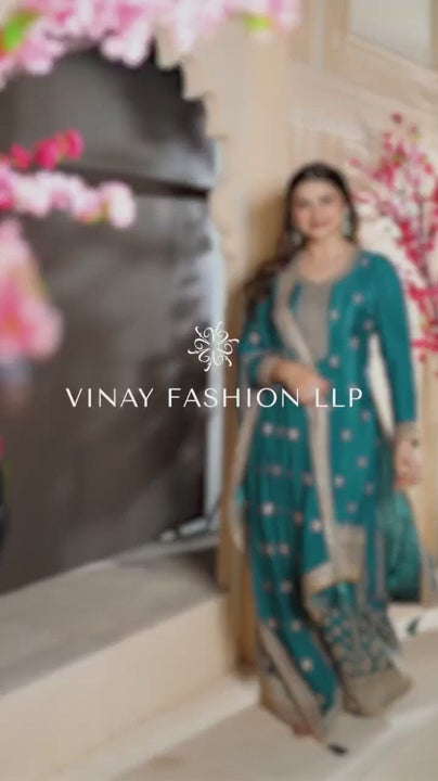 Multicolor Embroidery Work Suit With Plazo
