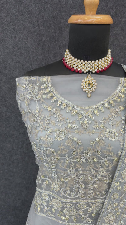 Unstitched Suits Net with Sequence Coding Embroidery