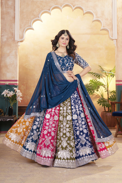 Multicolor Faux Georgette Lehenga Choli ON5053