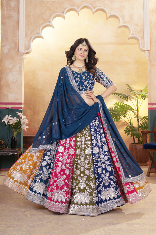 Multicolor Faux Georgette Lehenga Choli ON5053