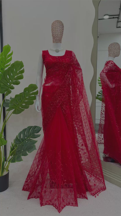 Thred Sequnce work Saree