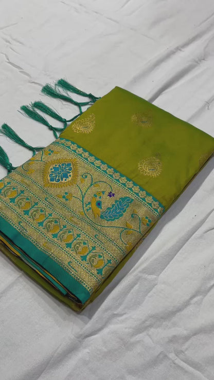 Exquisite Gold Zari Weaving  Paithani Silk