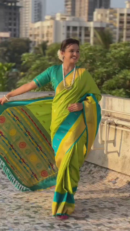 Soft Silk  Rich Gold Zari Weaving Paithani Saree