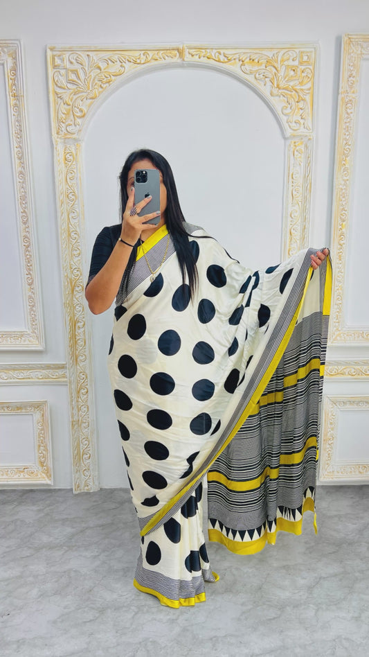 White Color  Semi Gajji Silk Soft and Smooth Saree