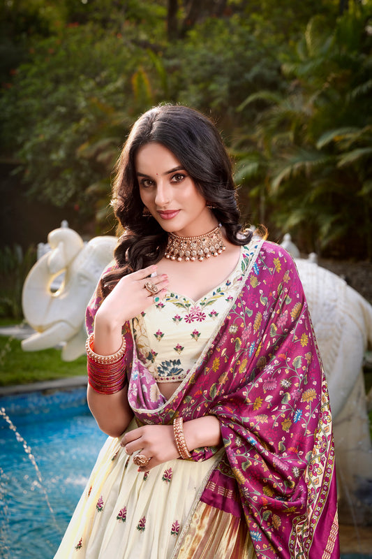 Dark Pink Khadi Cotton Sequins and thread embroidery