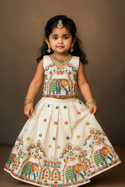 Kids Kora Cotton Lehenga Choli with Butterfly Back Design