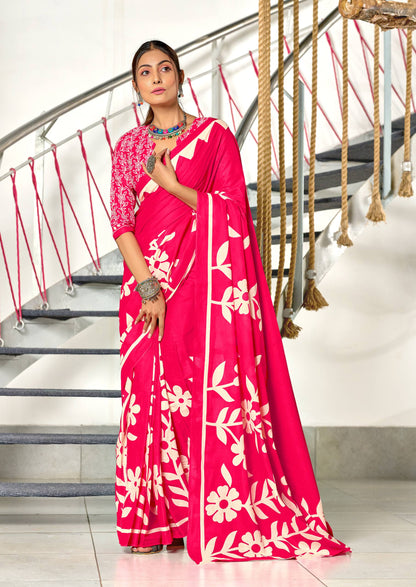 Floral Block Print Cotton Sarees – Mulmul Collection