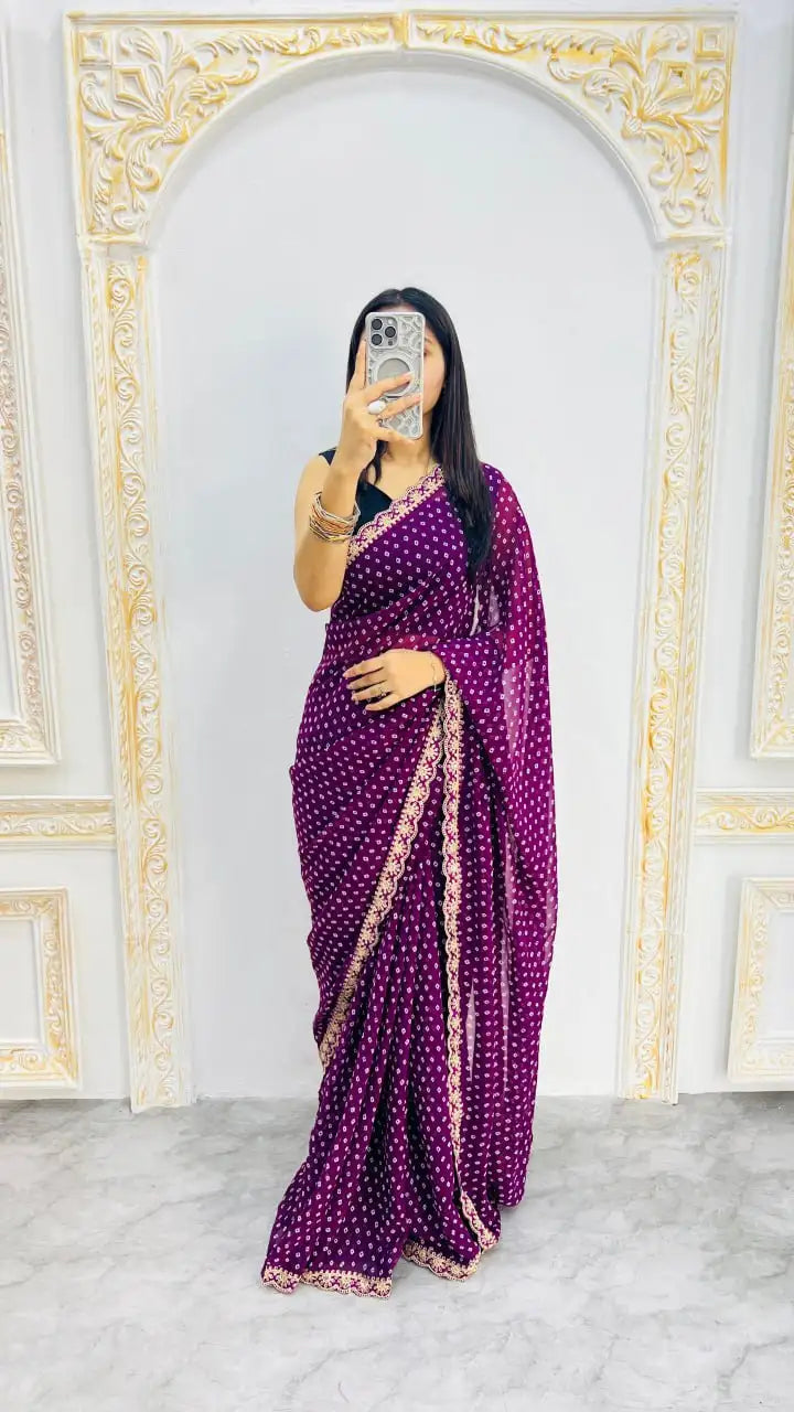 Soft Georgette Embroidery Sequin Saree with Premium Bengaluri Blouse – SF-2312