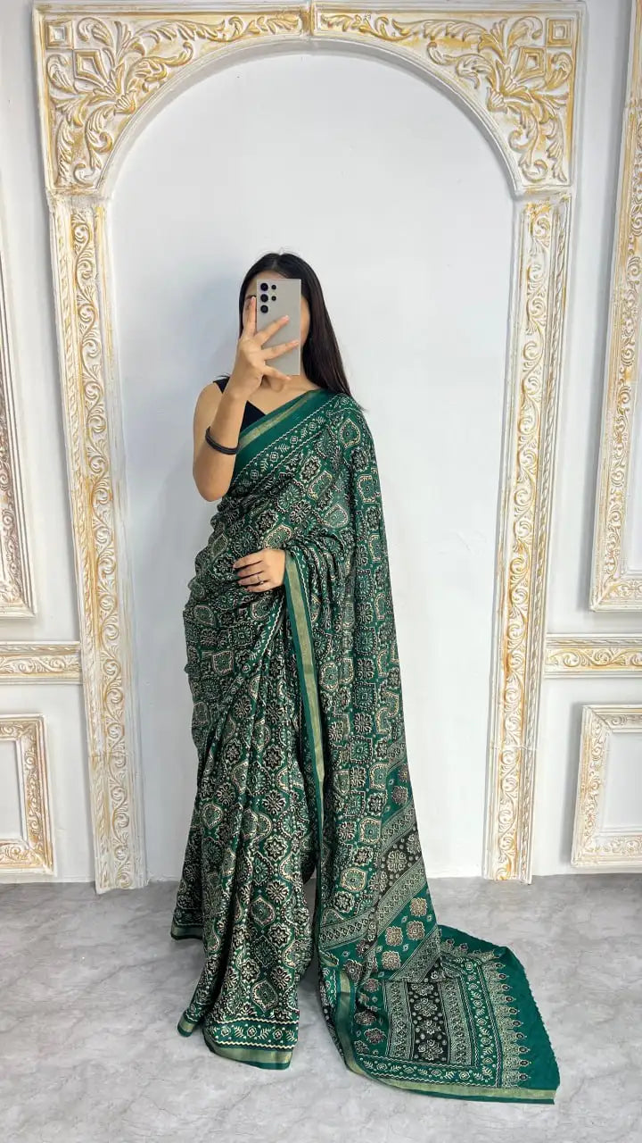 Soft Mal Cotton Printed Saree with Contrast Border - SF-2319
