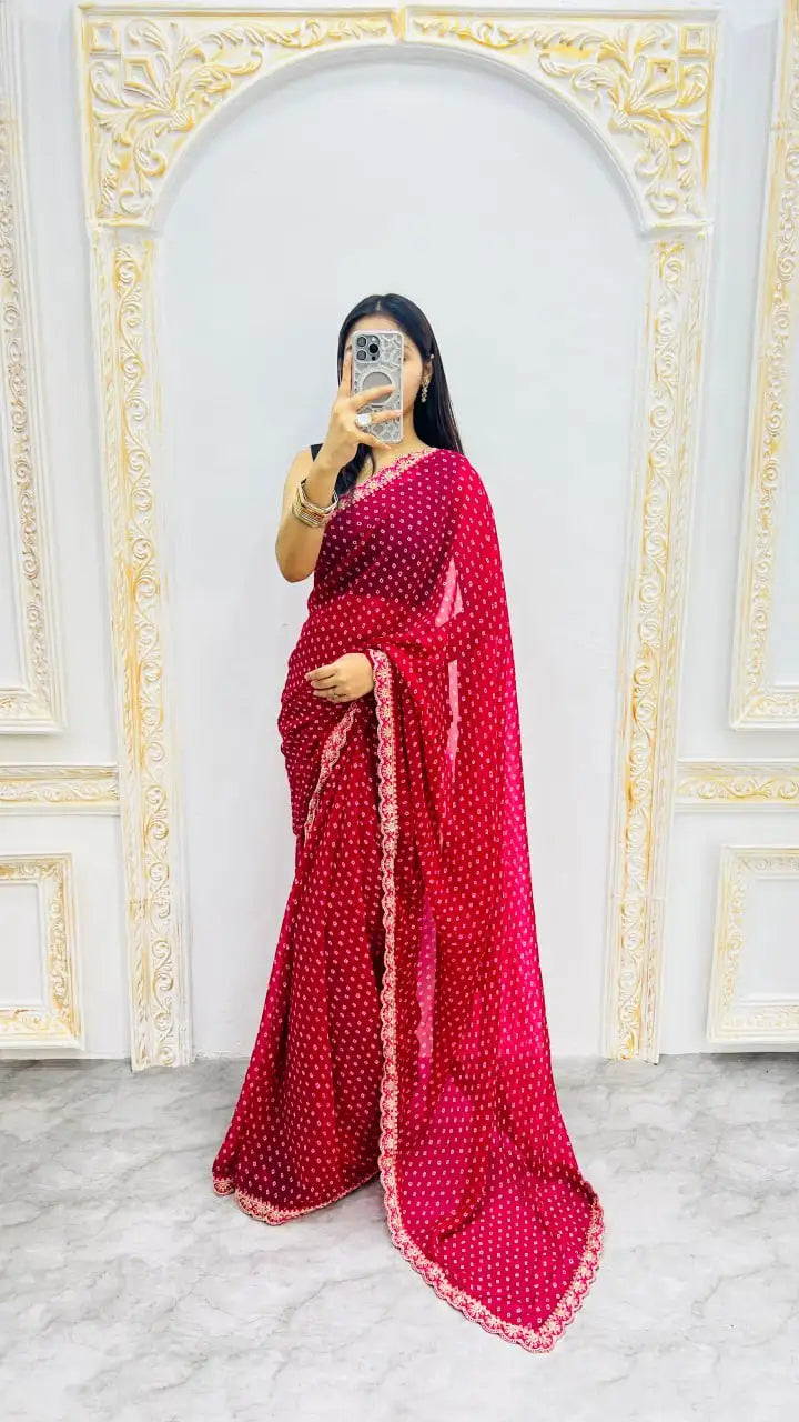 Soft Georgette Embroidery Sequin Saree with Premium Bengaluri Blouse – SF-2312