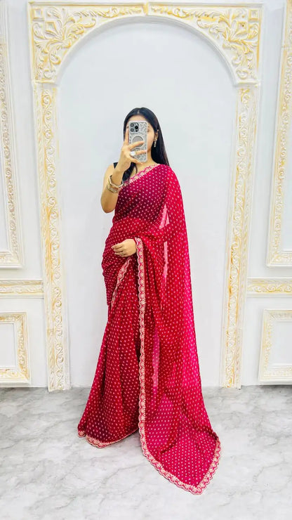 Soft Georgette Embroidery Sequin Saree with Premium Bengaluri Blouse – SF-2312