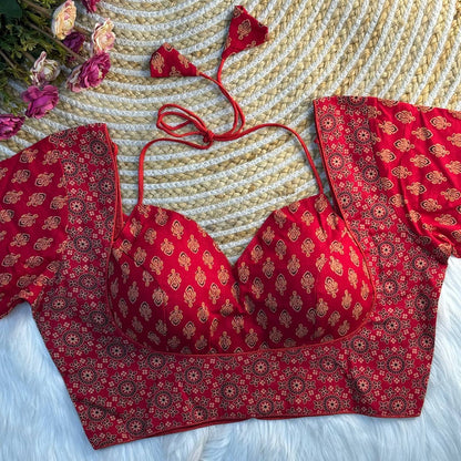 ORIGINAL AJRAKH COTTON HALTER NECK BLOUSE