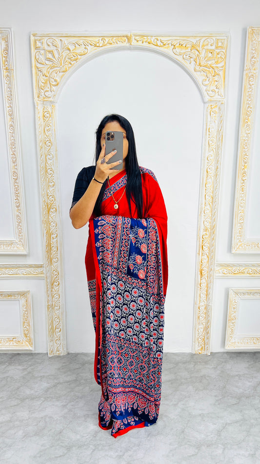Semi Gajji Silk Soft and Smooth Saree With Print