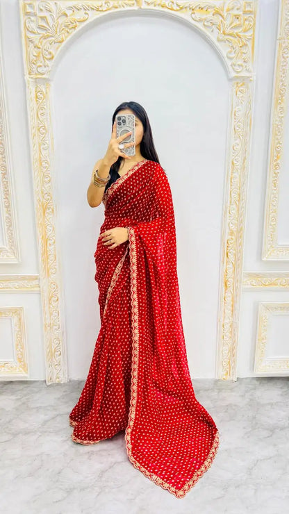 Soft Georgette Embroidery Sequin Saree with Premium Bengaluri Blouse – SF-2312