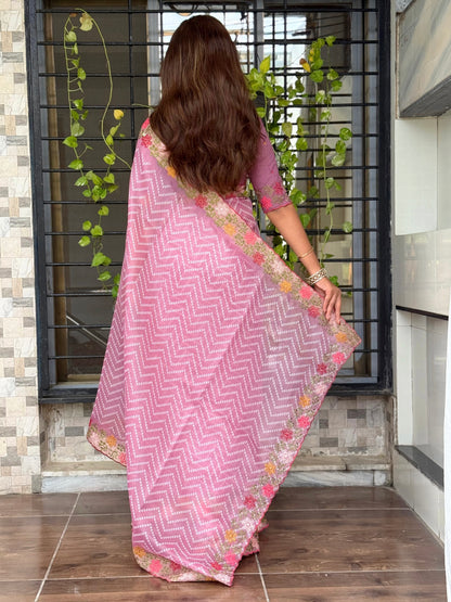 Cotton satin Saree Simple yet elegant embroidered saree, perfect for festive and casual wear