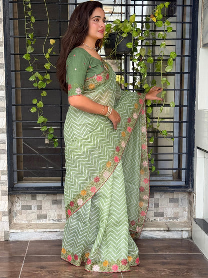 Cotton satin Saree Simple yet elegant embroidered saree, perfect for festive and casual wear
