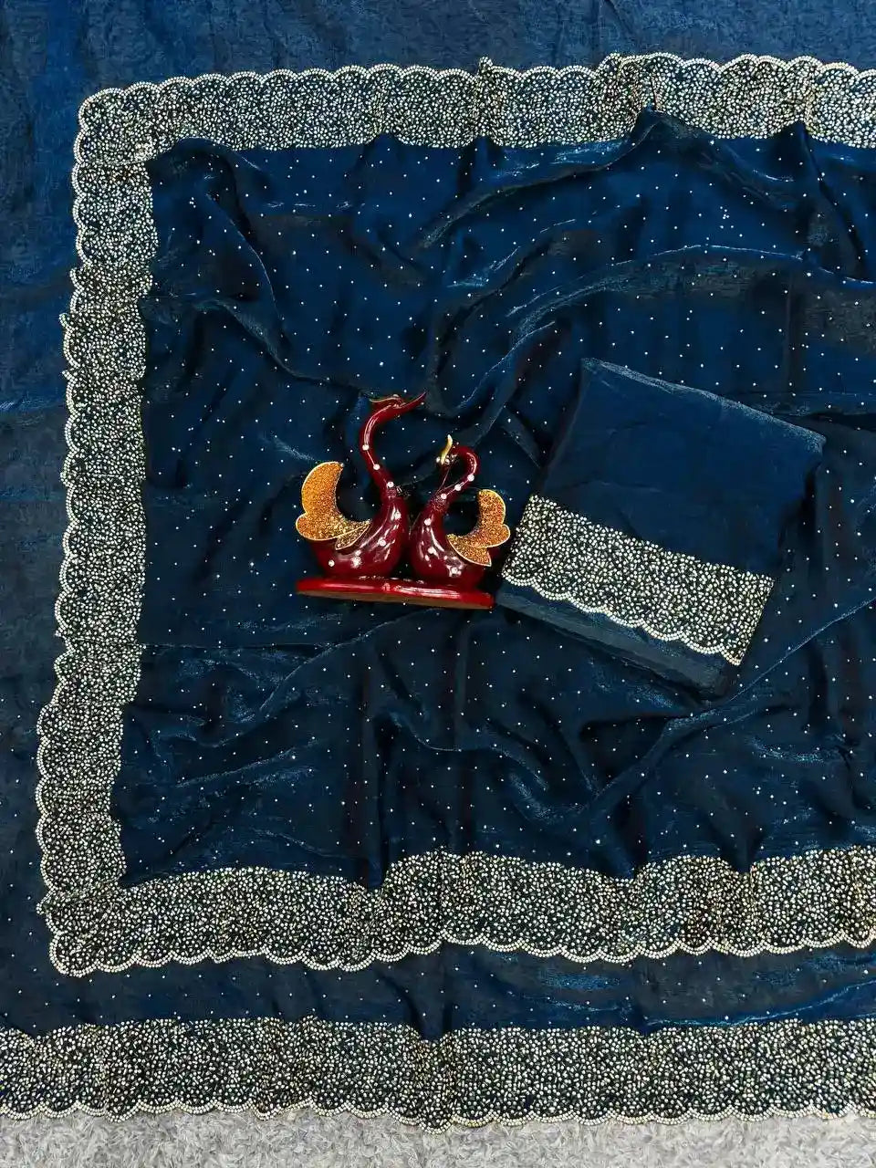 Designer Space Silk Diamond Work Saree.