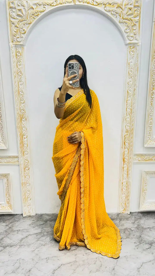 Soft Georgette Embroidery Sequin Saree with Premium Bengaluri Blouse – SF-2312